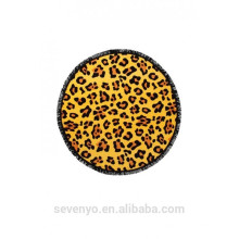 100% polyester sexy leopard print round beach towels for adults